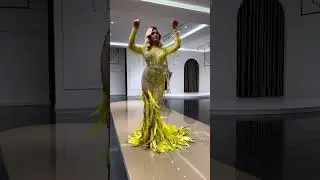 Yellow Feather Long Dress