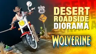 Wolverine Motorcycle Desert Roadside - Custom Marvel Legends Action Figure Diorama