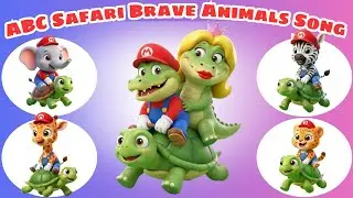 ABC Safari Brave Animals | Turtle & Baby Mario Run | Fun Animal Sounds for Kids 🐢🍼🦁🎵📚