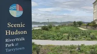 Scenic Hudson RiverWalk and Hudson River in 360 Video - Tarrytown New York