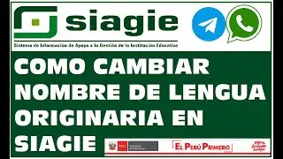 COMO CAMBIAR NOMBRE DE LENGUA ORIGINARIA EN SIAGIE