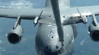 USAF C-17 aerial refueling operation with a KC-10 Extender tanker