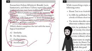 Sat practice test 10 Question 30 module 2 Reading & Writing _mathematicians collaborate with peers