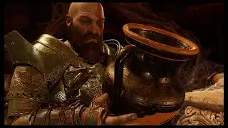 God of War - The Black Rune: Kratos Sees Vase of Himself In Tyr's Vault, Takes Wine Cutscene (2018)