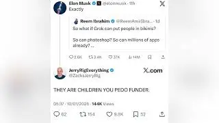 Jerry Rig Everything destroys Elon musk on grok Ai making sexualised images of women and children