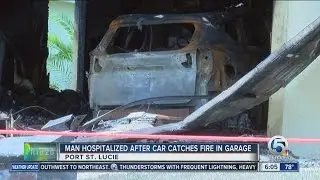 Hybrid car catches fire inside Port St. Lucie garage