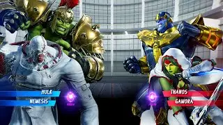 Gladiator Hulk & Nemesis vs Thanos & Gamora (Very Hard) Marvel vs Capcom | 4K UHD Gameplay