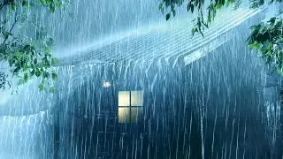 Rainy Night Put You to Sleep Instantly | Strong Rainfall on Tin Roof & Mighty Thunder | White Noise