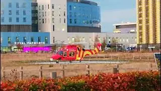Essex And Herts Air Ambulance Takes off from Addenbrookes Helipad