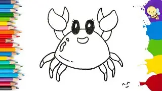 How To Draw cute crab ,Easy Drawing, Painting & Coloring For Kids Step by Step for Beginners