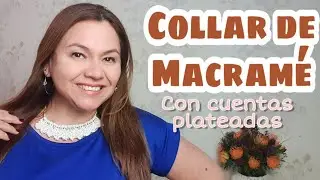 Collar de Macramé con cuentas plateadas
