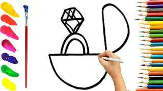 How To Draw DIAMOND RING Drawing, Painting & Coloring For Kids and Toddlers_🌈🎨