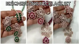 Designer Ad long necklace set.|Ad long necklace set available @hami_jewelsclutch7592