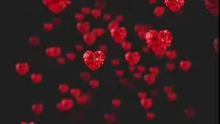 Sparkling Red Love Hearts. Stock Footage VFX. Romantic Stock Footage For Video Edits.