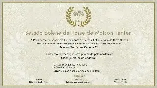 Sess&atilde;o Solene de Posse do escritor Maicon Tenfen na Cadeira 28 da Academia Catarinense de Letras
