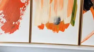 Modern light luxury living room hand-painted decorative painting, Hermes orange tone