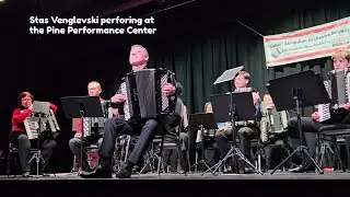 Stas Venglevski playing accordion in Curtis, Michigan