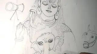 Lord Shiv Ji and Ganesha Draw outline with Mmp art 🎨