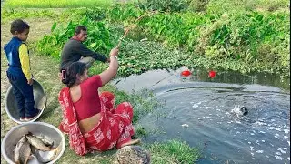 Unique hook Fishing Video🎣🎣|| Two village fisharman fishing in canal with hook | Best hook fishing