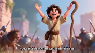 🪨✨ Can a small shepherd defeat a giant? Watch how David defeats Goliath! ✨🪨