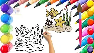 How To Draw cute Fish Drawing, Painting & Coloring For Kids and Toddlers_ Child Art 🐋🌈🎨