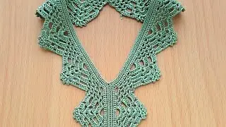 half collar crochet 💚 / صدر كروشي زواقة جميلة جدا بخطوات مبسطة للمبتدئات  nm (77)