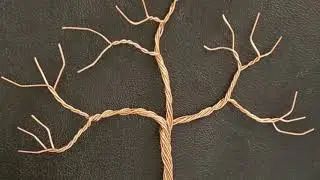 Twisted copper wall hanging tree and sculptures