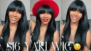 $16 YAKI BANGED WIG?!😱 OUTRE WIGPOP BRYNLEE WIG REVIEW