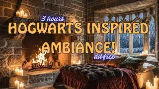 Hogwarts Inspired Ambiance | 3 hours | AD FREE | Rain and Fireplace sounds