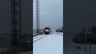 Amtrak train dashing through the snow #trains #train #railfanning #amtrak #p42dc