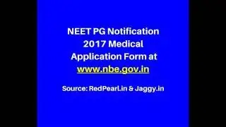 NEET PG Notification 2017  | Medical Application Form | Jaggy