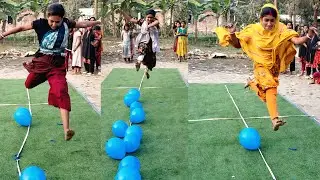 Village Girls Long Jump Challenge | Rural Game Competition | JP Food Game Challenge