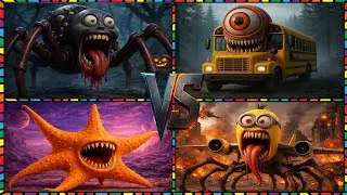 🚂👀😱 Spider monster 😱🆚 Bus Eater 😱🆚 Star Fish eater 🆚Minion- Coffin Dance Song🎶