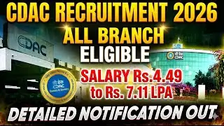 CDAC Recruitment 2026 Out |Age Limit, Total Posts, Salary | Detailed Notification Out | For Fresher