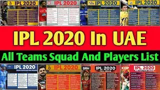 IPL 2020 |All Teams Full Squad Players List | CSK, MI, KKR, RCB, DC, RR, KXIP, SRH IPL 2020 Squad