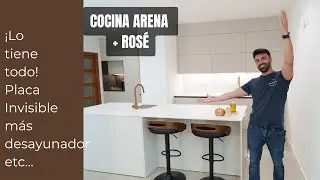 ✨ Reforma integral de cocina grande con isla y placa invisible | Estilo Desert con toques Rosé