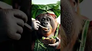 OrangUtan Vlog: Make Forest Salad #shorts #shortvideo #veo3 #orangutan
