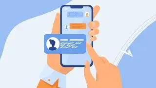 [sketch] Human hand holding mobile phone with text messages