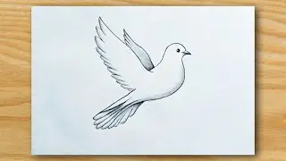 Easy Bird Drawing || Flying Bird Drawing || How To Draw Pigeon.