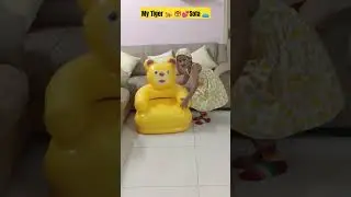 My Sweet Tiger 🐯Sofa, Kid filling Air to Intex toy Sofa / Inflatable Pool toy Demo #trending #shorts