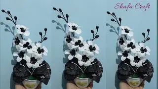 DIY | Cara Membuat Bunga Anggrek Dari Plastik Kresek Tanpa Setrika| Anggrek Hitam Putih