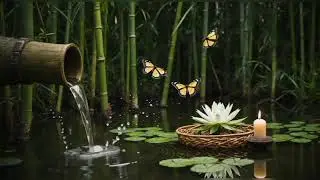 🌿 Live Zen Bamboo Forest | Relaxing Water Sounds, Butterflies & Candlelight 🕯️