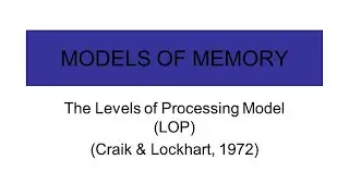 Psychology lecture in hindi | Craik and Lockhart | Model of Memory