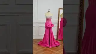 LAVELIYA Sheath Sleeveless Jersey Straight Bow Sweep Train Corset Dress