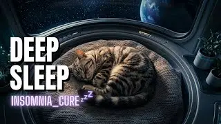 Cat Sleeping in Space Station 432Hz Black Screen Relax
