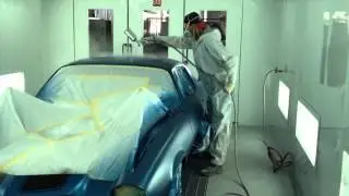Drew's Garage Spray Booth: Spraying clearcoat to a 1970 Camaro muscle car