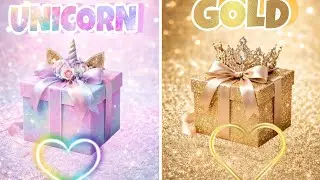 Unicorn 🦄 vs Gold 👑 Gift Box | Choose One 🎁 | Most Satisfying Video #trending