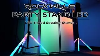 The Rockville PARTY STAND LED DJ Tripod Speaker Stands+RGB Remote+Sound Activated USB Module