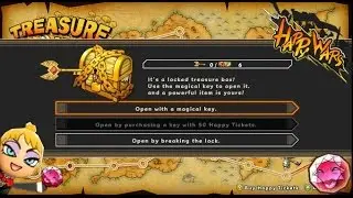 Treasure Map Locked Gold Chest With Magical Key! Buff Gem! [Happy Wars]