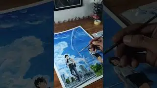 How to colour your name Anime poster painting #shorts #anime #drawing